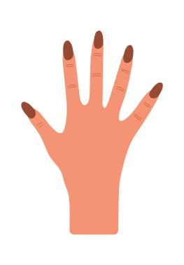 El ve parmaklarını manikür düz simgesiyle gösteriyor. Vektör illüstrasyonu