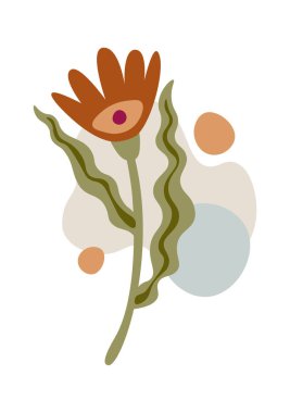 Çiçek dekoru simgesi düz elle çizilmiş renk lekeleri. Vektör illüstrasyonu