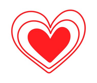 El çizimi kalp, düz ikon, çağdaş aşk tasarımı. Vektör illüstrasyonu