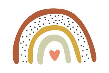 Kalp gökkuşağının içinde boho tarzı düz bir ikon. Vektör illüstrasyonu