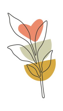 Boho tarzı düz bir ikonda kalp bitkisi. Vektör illüstrasyonu