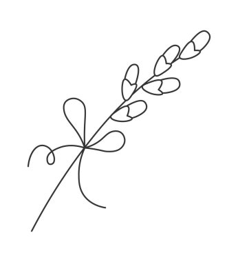 Willow şube hattı sanat bahar çiçekleri çağdaş tasarım. Vektör illüstrasyonu