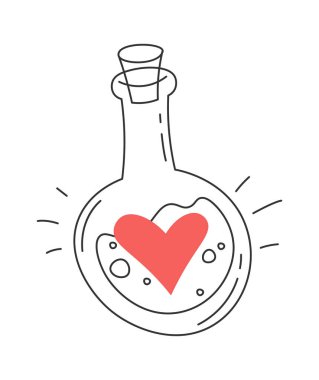 Aşk iksiri çizgisi, modern tasarım. Vektör illüstrasyonu