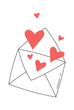 Aşk mektubu, sanat. Aşk mesajı, çağdaş tasarım. Vektör illüstrasyonu