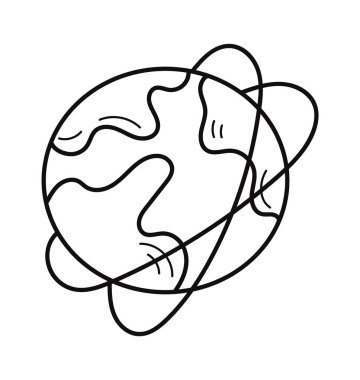 Daireler çizen gezegen doğrusal ikon evren. Vektör illüstrasyonu