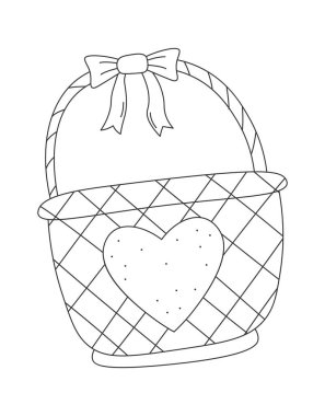 Paskalya sepeti düz dekor elementi. Vektör illüstrasyonu