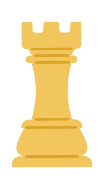 Tahta kale satranç taşı düz simgesi. Vektör illüstrasyonu