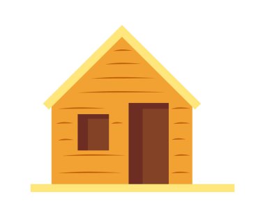 Tahta ağaç ev düz ikonu. Vektör illüstrasyonu