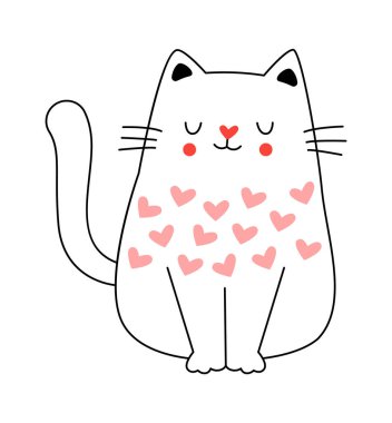 Çağdaş sanat öğesi süveter giymiş şirin bir kedi. Vektör illüstrasyonu