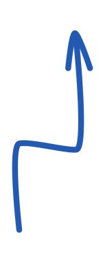 Colored doodle arrow and line flat icon Showing direction. Vector illustration