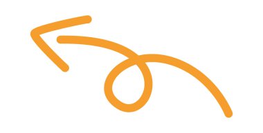 Colored doodle arrow and line flat icon Showing direction. Vector illustration