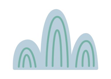 Hand drawn mountains flat icon. Vector illustration