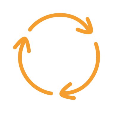 Colored doodle circle arrow and line flat icon. Vector illustration