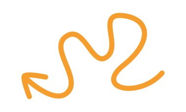 Colored doodle arrow and line flat icon Showing direction. Vector illustration