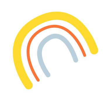 Çizgi film el çizimi gökkuşağı element düz simgesi. Vektör illüstrasyonu