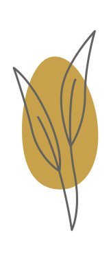 Leaf of dandelion line art with colorful spot background. Vector illustration