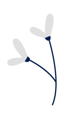 Decorative hand drawn plant branches flat icon. Vector illustration