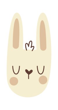 Cute cartoon easter rabbit face flat icon. Vector illustration