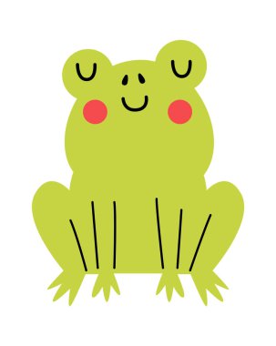 Cute green frog flat icon. Vector illustration