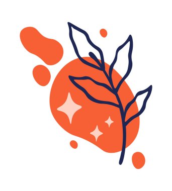 Hand drawn abstract leaf with spot flat icon. Vector illustration