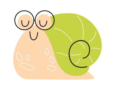 Funny cartoon snail in glasses flat icon. Vector illustration