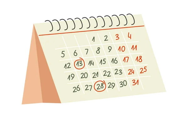 Calendar flat icon Schedule for notebook. Vector illustration