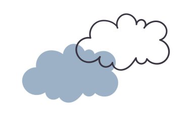 Hand drawn clouds doodle element flat icon. Vector illustration