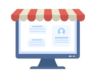 Online pharmacy page on computer flat icon Buying drugs. Vector illustration