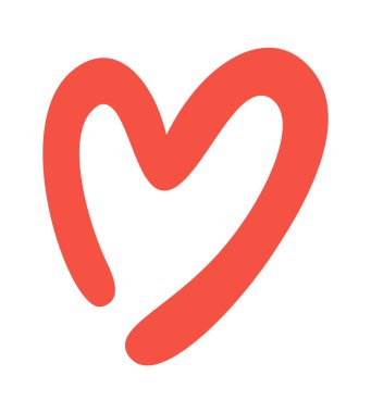 Hand drawn simple heart shape flat icon. Vector illustration