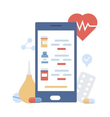 Online pharmacy flat icon Buying medicines by phone Internet shopping. Vector illustration