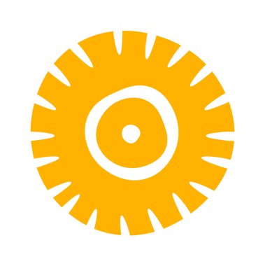 Hand drawn sun with ornament flat icon. Vector illustration