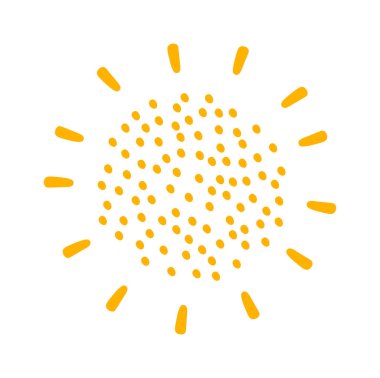 Hand drawn sun with ornament and rays flat icon. Vector illustration