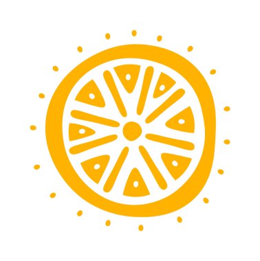 Hand drawn sun with ornament flat icon. Vector illustration
