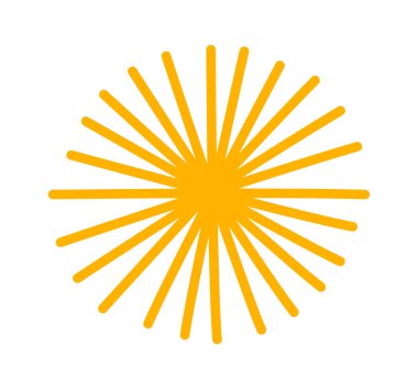 Hand drawn sun with rays flat icon. Vector illustration