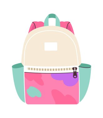 Colorful school bag flat icon Trendy backpack for children. Vector illustration