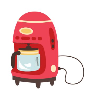 Electric coffee machine with glass pot flat icon. Vector illustration