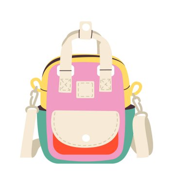 Colorful school bag flat icon Trendy backpack for children. Vector illustration