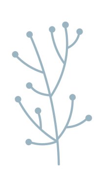 Hand drawn abstract plant branch flat icon Spring floral design. Vector illustration