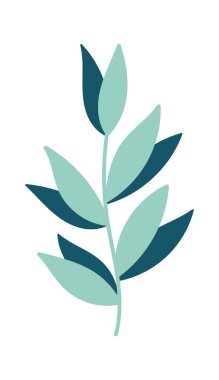 Hand drawn abstract plant branch flat icon Spring floral design. Vector illustration