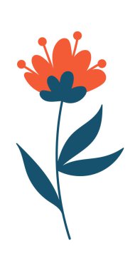 Hand drawn abstract wildflower flat icon Spring floral design. Vector illustration