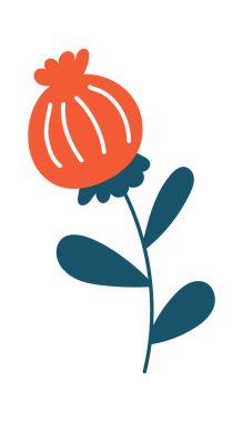 Hand drawn abstract wildflower flat icon Spring floral design. Vector illustration