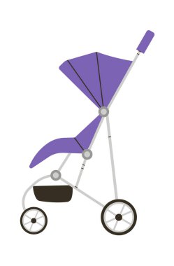 Trendy travel system stroller for baby flat icon. Vector illustration