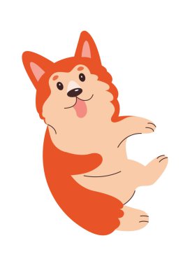 Cute corgi puppy flat icon Playful pet. Vector illustration