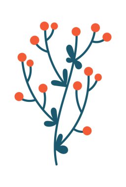 Hand drawn abstract plant branch flat icon Spring floral design. Vector illustration