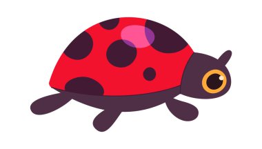 Tatlı çizgi film uğur böceği düz ikonu. Vektör illüstrasyonu