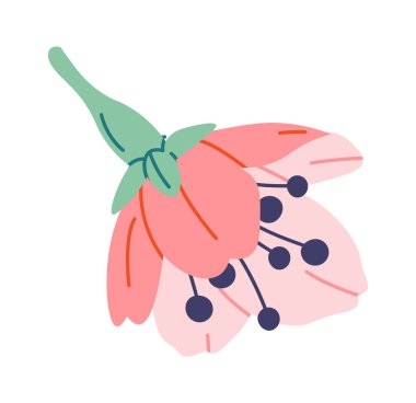 Cherry blossom flowers flat icon Spring tree. Vector illustration