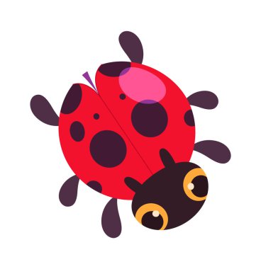 Tatlı çizgi film uğur böceği düz ikonu. Vektör illüstrasyonu