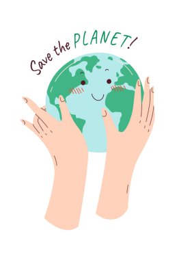 Save planet flat icon Earth day. Vector illustration