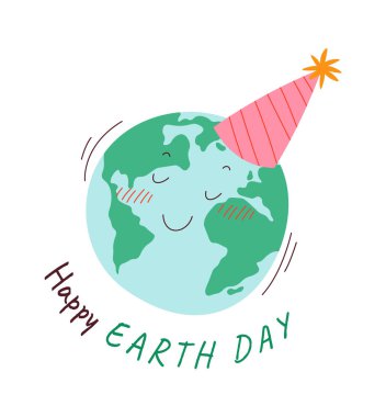 Happy earth day flat icon Planet protection. Vector illustration