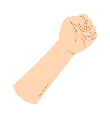 White hand clenched fist flat icon. Vector illustration